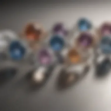 Artistic arrangement of various elongated cushion diamond rings showcasing design diversity