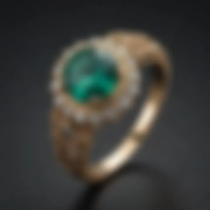 Elegant emerald ring set against a dark background