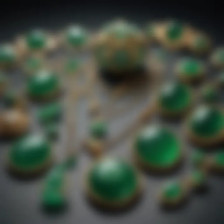 Elegant display of various jade pieces on a polished surface