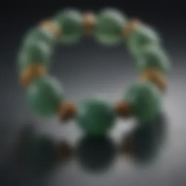 Close-up of a jade bracelet with unique textures and colors