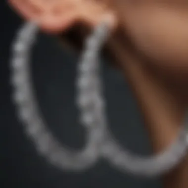 Brilliance of Diamonds Close-up view showcasing the brilliance of diamonds in hoop earrings