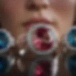 A stunning display of oversized engagement rings with various gemstone cuts