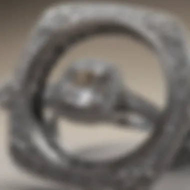 Intricate Craftsmanship of the Halo Close-up of the intricate details on a square halo engagement ring