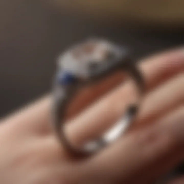 Sophisticated wedding band complementing a square halo engagement ring