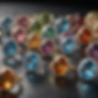 An array of gemstones suitable for half bezel oval engagement rings