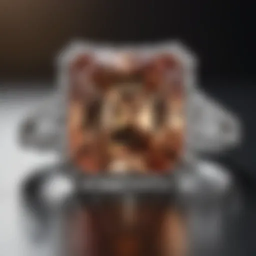 Close-up view of a radiant cut engagement ring showcasing its brilliance