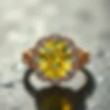 Radiant yellow diamond ring with intricate band design