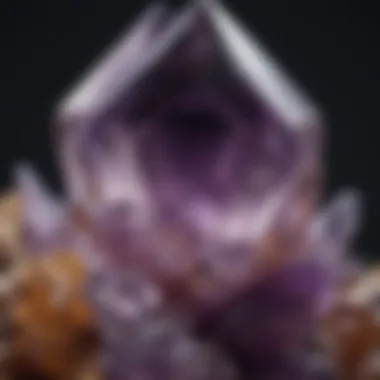 Close-up view of amethyst crystal structure and clarity