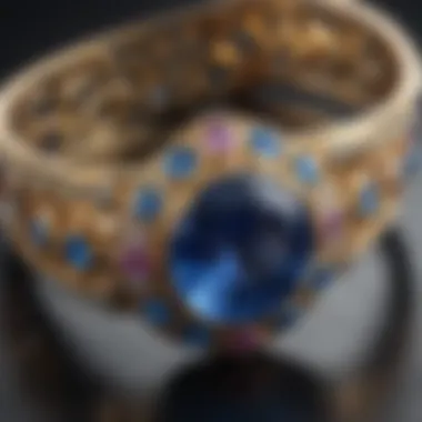 A beautifully designed piece of jewelry featuring sapphire and opal.