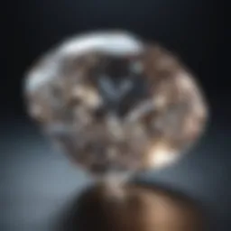 Close-up of a diamond reflecting light