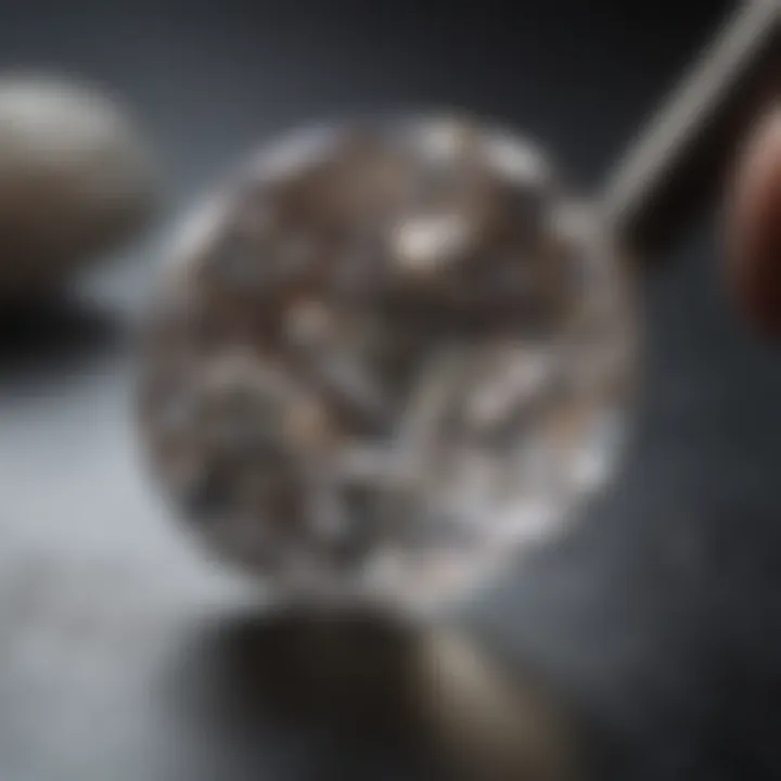 A close-up of diamond stone setting techniques with tools