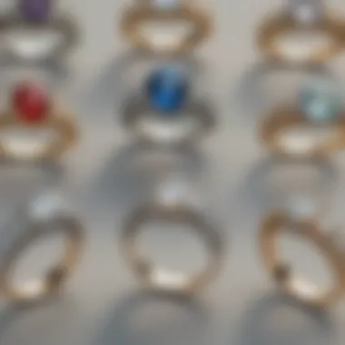 A historical timeline illustration showing the evolution of engagement ring designs over the decades.