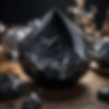 Artistic representation of obsidian in cultural artifacts symbolizing its significance