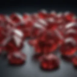 Close-up view of garnet gemstones showcasing their rich red hues