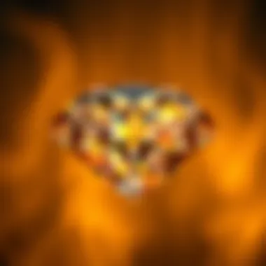 An illustration highlighting the fire effect in a diamond