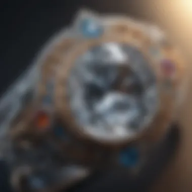 Intricate Craftsmanship of Engagement Rings A close-up of an ornate engagement ring displaying intricate craftsmanship.