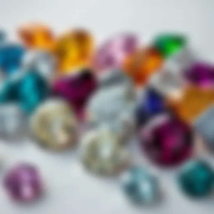 Various gemstones arranged artistically to compare with diamonds.