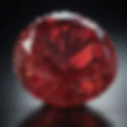 A close-up view of a high-quality ruby showcasing its vibrant color and clarity.