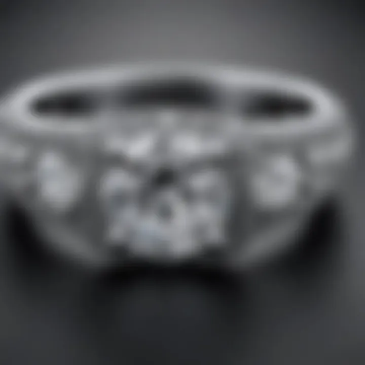 A close-up view of a Tiffany diamond wedding ring showcasing its intricate design.