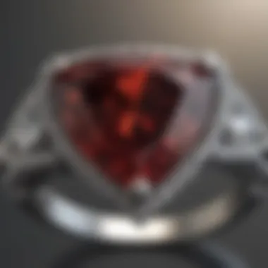 Elegant trillion setting engagement ring showcasing a radiant gemstone