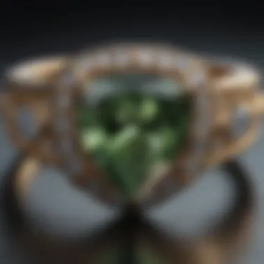 Detailed close-up of the craftsmanship in a trillion setting ring