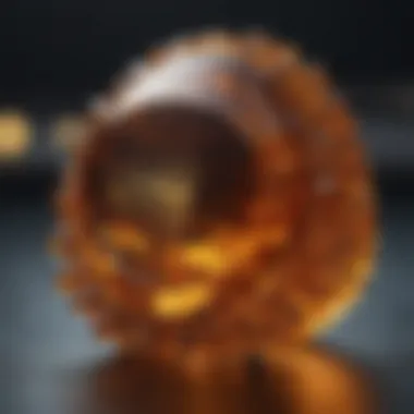 A close-up of a high-quality amber piece highlighting clarity