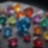 A close-up of various colorful birthstones arranged elegantly