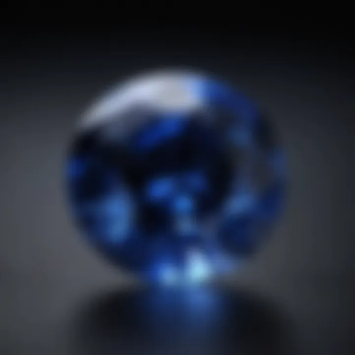 Close-up of a blue sapphire gemstone showcasing its brilliance