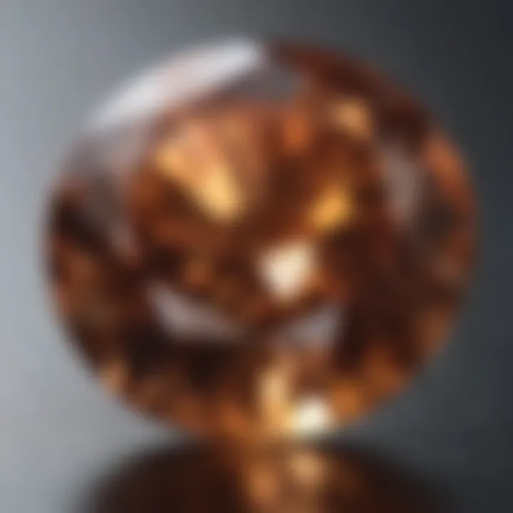 Close-up of a brown diamond highlighting its unique color characteristics