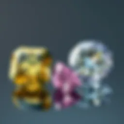 Comparison of gemstones showing variations in carat weight and size