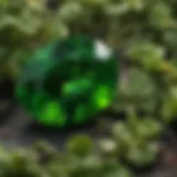 Close-up of a vibrant green chrome diopside gemstone showcasing its clarity and color