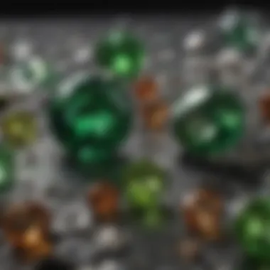 Side-by-side comparison of chrome diopside with similar gemstones like emerald and peridot