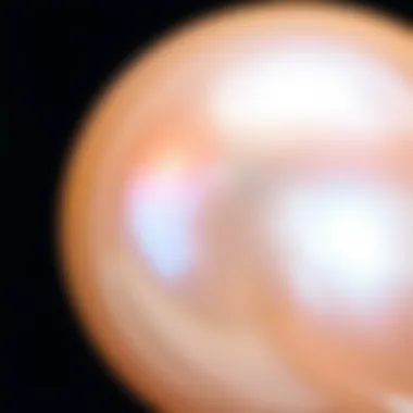 Close-up of a lustrous cultured pearl showcasing its iridescence