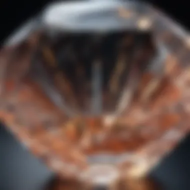 Close-up view of a diamond's facets reflecting light