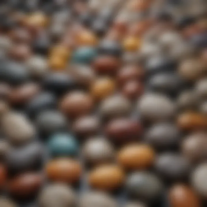 Display of various Kanakapushyaragam stones, representing their diversity and market availability