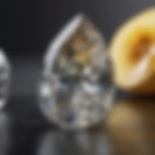 Close-up view of a pear-shaped diamond showcasing its unique cut and brilliance