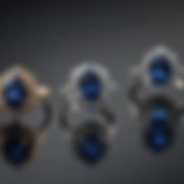 Comparison of various sapphires highlighting color and quality