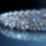 A close-up of diamonds reflecting light intricately