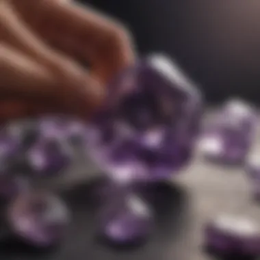 Professional evaluating amethyst quality