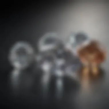 Comparative display of different diamond carat sizes