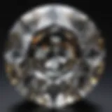 Close-up view of a diamond weighing one carat placed on a black velvet background.