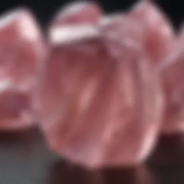 Translucent Beauty of Pink Quartz Close-up view of pink quartz crystal highlighting its unique translucent properties