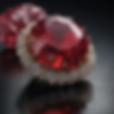 A close-up view of a vibrant red ruby showcasing its rich color