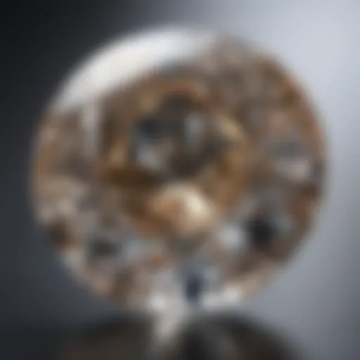 Close-up view of a VVS clarity diamond showcasing its pristine facets and reflections.