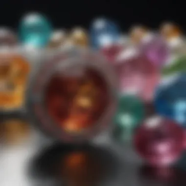 Close-up view of antique gemstones