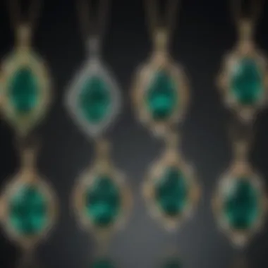 A variety of lab created emerald pendants in different designs