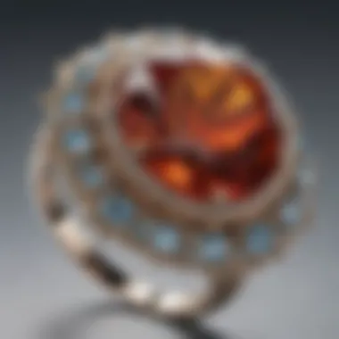 Close-up of a vintage inspired ring featuring a unique gemstone