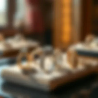 Diverse Wedding Ring Styles Display A selection of diverse wedding ring styles on a display stand