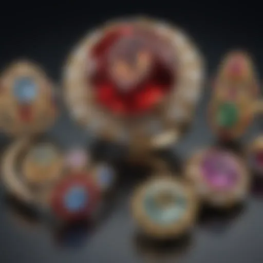 Colorful assortment of birthstone jewelry pieces