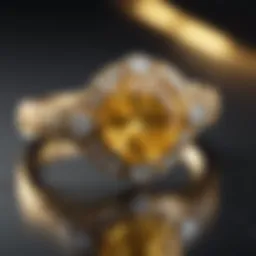 A stunning yellow gold engagement ring showcasing intricate vintage design elements